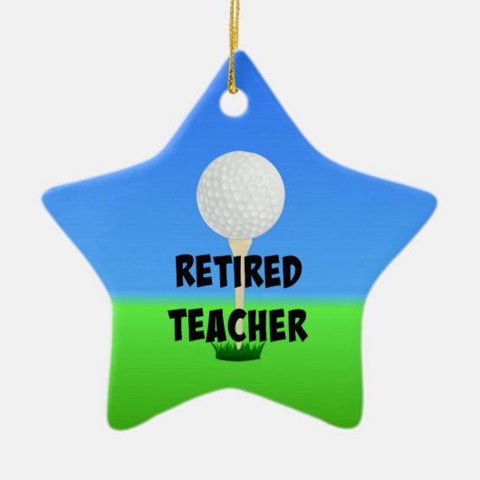 退職した先生 – ゴルフボールオンティー セラミックオーナメント (正面)