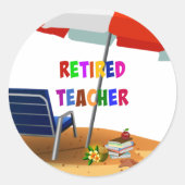 退職した先生、ビーチシーン、 ラウンドシール (正面)