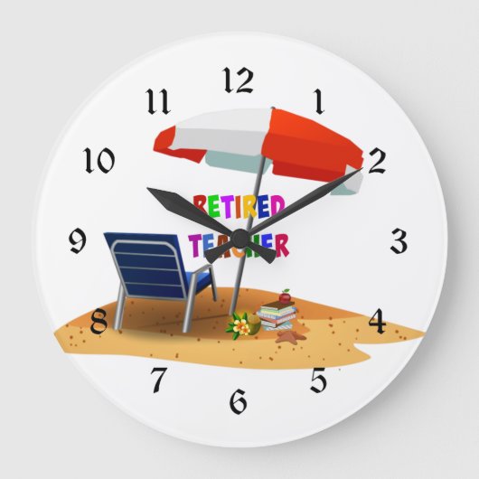 退職した先生......リラックスまでの時間  ラージ壁時計 (正面)
