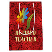 退職した先生、レインボーデイジーデザイン ミディアムペーパーバッグ (裏面)