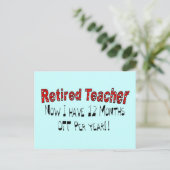 退職した先生「12ヶ月休み」 ポストカード (スタンド正面)