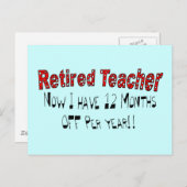 退職した先生「12ヶ月休み」 ポストカード (正面/裏面)