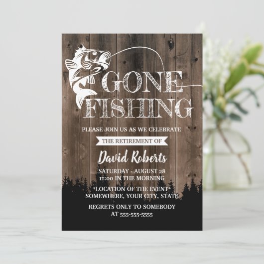 退職した去った魚釣り素朴アウトドア 招待状 (スタンド正面)