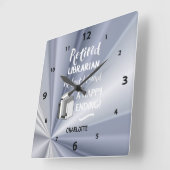 退職した司書おもしろい引用文パーソナライズされた スクエア壁時計 (傾斜)