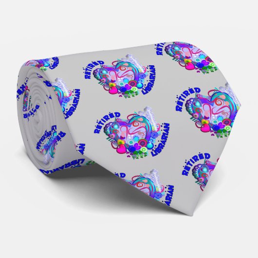 退職した司書アートレトロブルーハート ネクタイ (ロール)