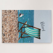 退職した海辺の椅子 ジグソーパズル (横)