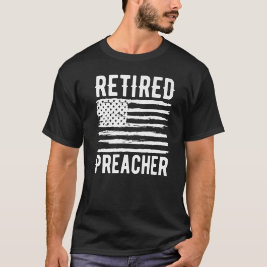 退職した説教専門アメリカ国旗のプレミアム Tシャツ (正面)
