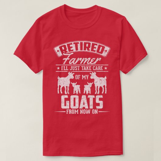 退職した農家がヤギを気に飲むだけ Tシャツ (デザイン正面)