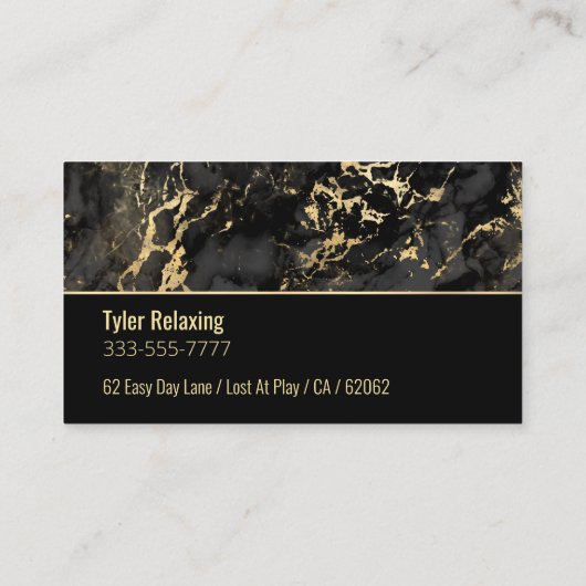 退職した黒と金ゴールドの大理石の黒いGag 名刺 (裏面)
