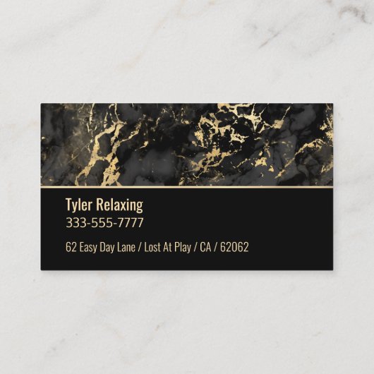 退職した黒と金ゴールドの大理石の黒いGag 名刺 (裏面)