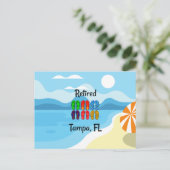 退職した – タンパ、フロリダ、カラフルフリップフロップ、 ポストカード (スタンド正面)