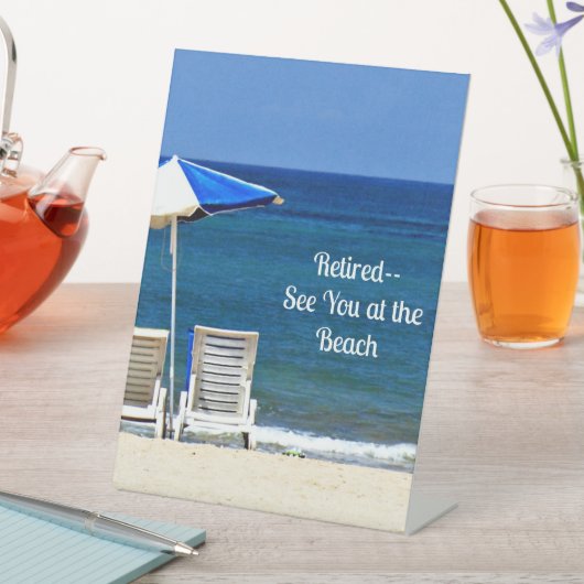 退職した...ビーチペデスタルのサインでお会い 台座サイン (インサイチュ)