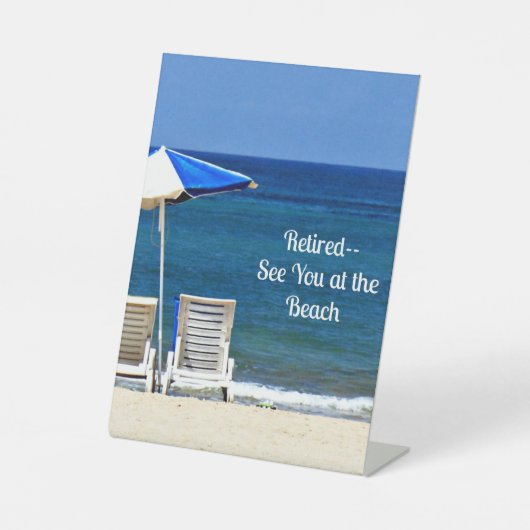 退職した...ビーチペデスタルのサインでお会い 台座サイン (正面)