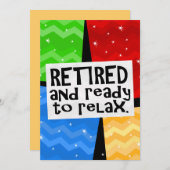 退職した、リラックスすること準備ができたおもしろいな退職 招待状 (正面/裏面)