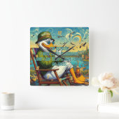 退職した&リラックス スクエア壁時計 (ホーム)