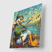 退職した&リラックス スクエア壁時計 (傾斜)