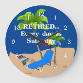退職した...毎日は土曜日 ラージ壁時計 (正面)