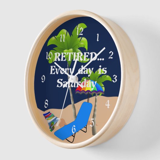 退職した...毎日は土曜日 壁時計 (傾斜)