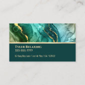 退職した、金ゴールドおよびティール(緑がかった色)液インクGag 名刺 (裏面)