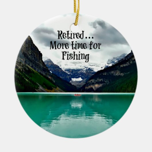 退職した...魚釣り時間の延長 セラミックオーナメント (正面)