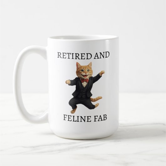 & 退職したFeline Fab Mug、退職先生 コーヒーマグカップ (左)