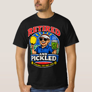 退職してピクルス化したTシャツ、面白いピックルボールパパ Tシャツ