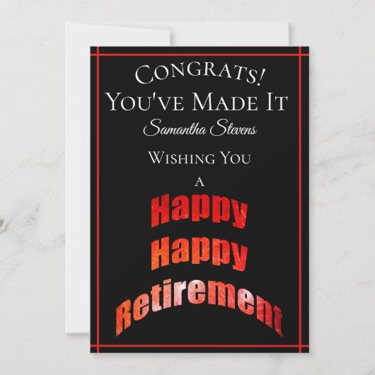 退職のおめでとうそれに名前をしました- カード (正面)