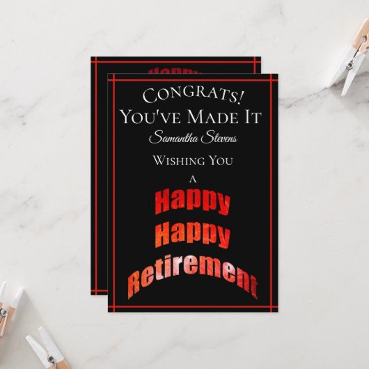 退職のおめでとうそれに名前をしました- カード (正面/裏面インサイチュ)