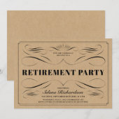 退職のお知らせ - ヴィンテージのスクロールワーク 招待状 (正面/裏面)