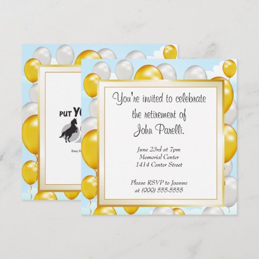 退職のお祝い 招待状 (正面/裏面)