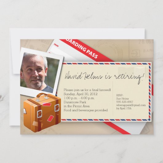 退職のために素晴らしい旅行テーマの招待状- 招待状 (正面)