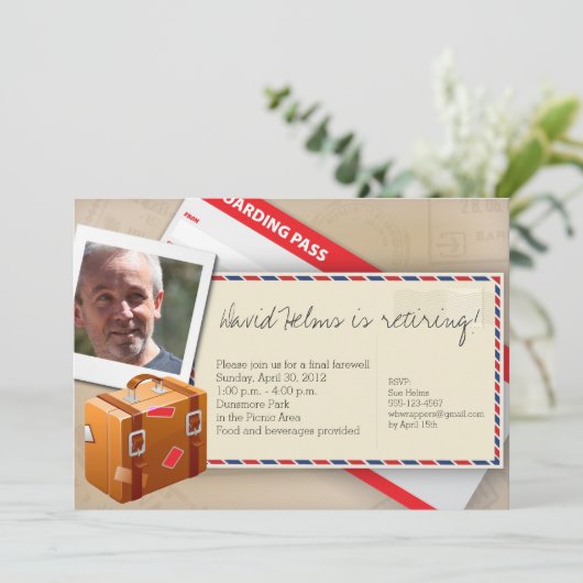 退職のために素晴らしい旅行テーマの招待状- 招待状 (スタンド正面)