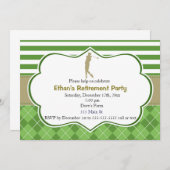 退職のパーティの招待状のゴルフ緑金ゴールド 招待状 (正面/裏面)