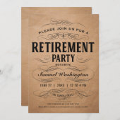 退職のパーティの招待状のヴィンテージScrollwork 招待状 (正面/裏面)