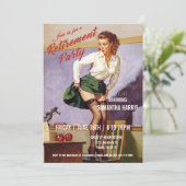 退職のパーティの招待状の先生のおもしろいなヴィンテージ 招待状 (スタンド正面)