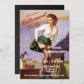 退職のパーティの招待状の先生のおもしろいなヴィンテージ 招待状 (正面/裏面)