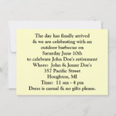 退職のパーティの招待状の親友の狩り 招待状 (裏面)