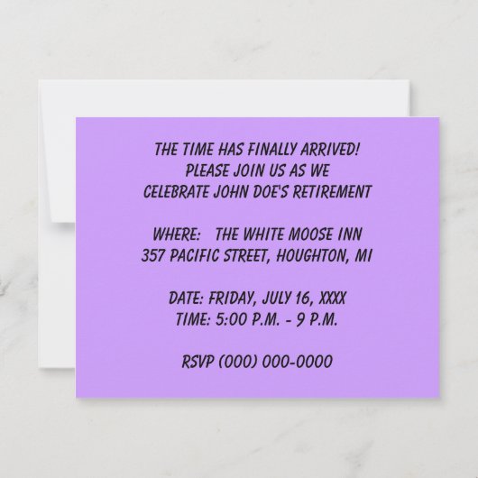 退職のパーティの招待状の~は及び腕時計風船のようにふくらみます! 招待状 (裏面)