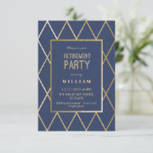 退職のパーティの招待状-エレガントな金ゴールドトレンディー 招待状 (スタンド正面)