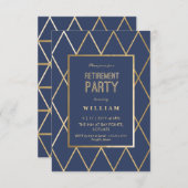退職のパーティの招待状-エレガントな金ゴールドトレンディー 招待状 (正面/裏面)