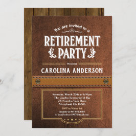 退職のパーティの招待状。 上品でフェイクな革 招待状