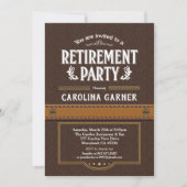 退職のパーティの招待状。 上品でフェイクな革 招待状 (正面)