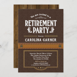 退職のパーティの招待状。 上品でフェイクな革 招待状