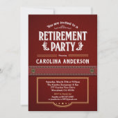 退職のパーティの招待状。 上品でフェイクな革 招待状 (正面)