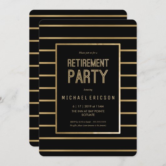 退職のパーティの招待状-、上品カスタマイズ 招待状 (正面/裏面)