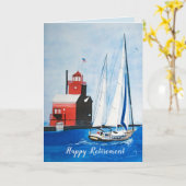 退職のミシガン州の灯台 カード (黄色い花)