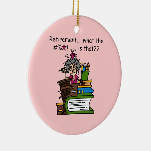退職のユーモアはである何 セラミックオーナメント (右)