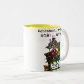 退職のユーモアはである何 ツートーンマグカップ (正面右)