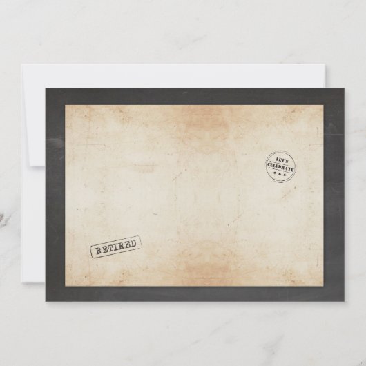 退職の写真のチョークの素朴なパーティの招待状 招待状 (裏面)