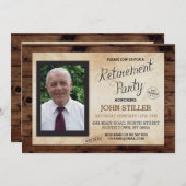 退職の写真の木製の素朴なパーティの招待状 招待状 (正面/裏面)